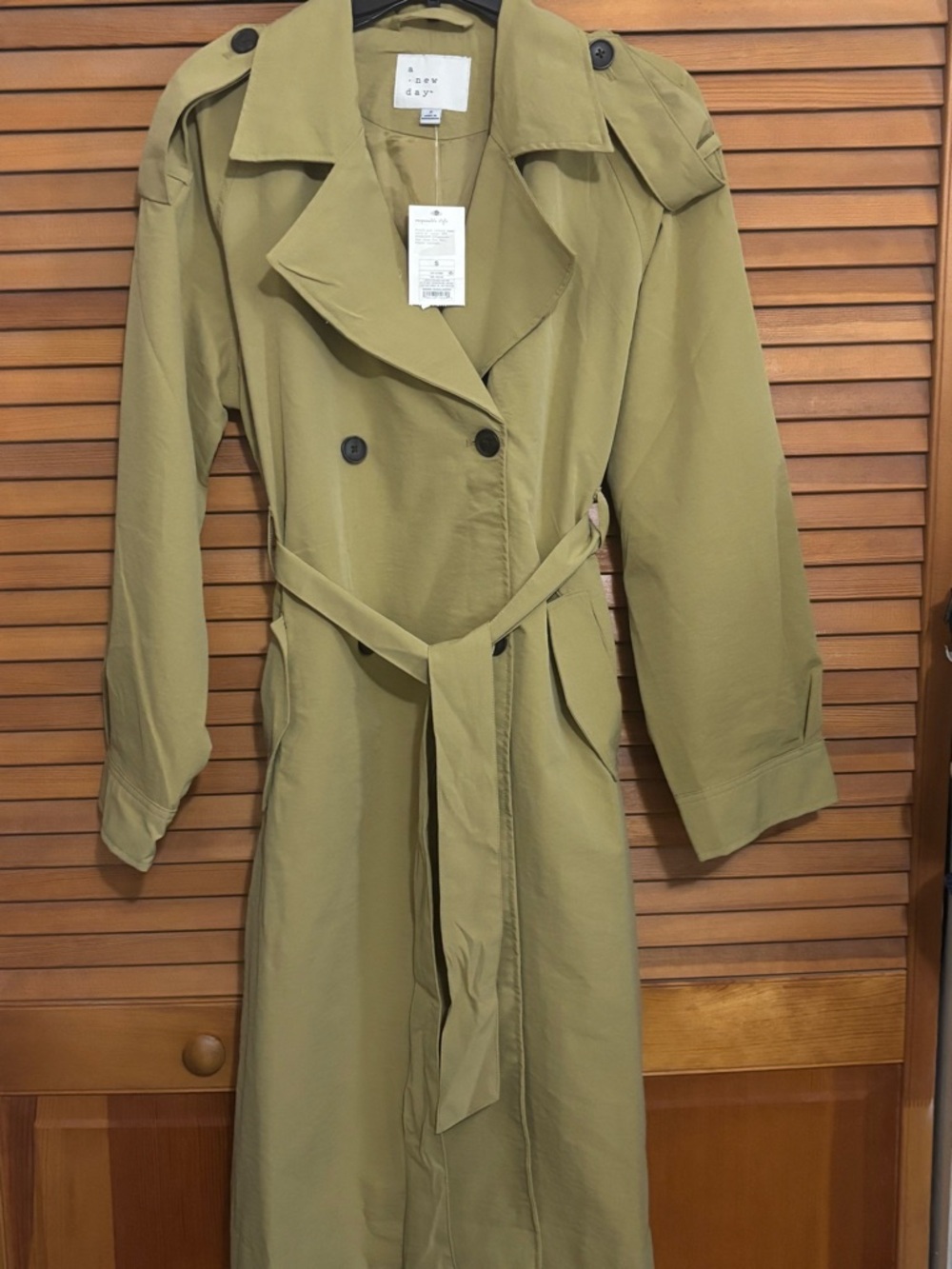 a new day Olive Trench Coat with Belt
